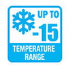 Temperature range label on Graduate Men’s Melton Leather Insulated Jacket with cart button