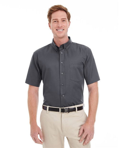 Men's Foundation Short Sleeve Cotton Twill Dress Shirt with Teflon -  - 15725