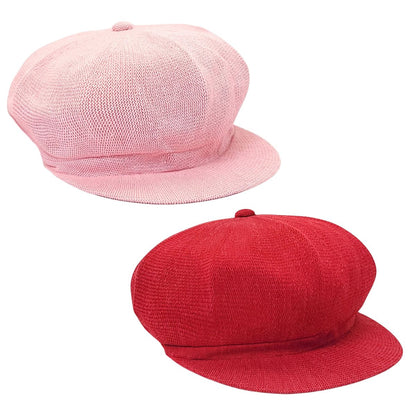 Newsboy Hat -Mesh Pink & Red