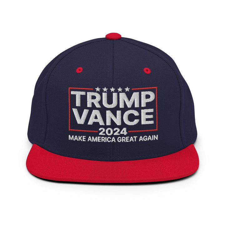 2024 MAGA Flat Bill Brim Snapback Hat - Navy/ Red