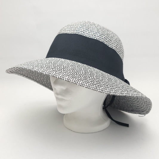 Floppy Hat - Round 3.5’’ Brim Black & White Adjustable - OSFA