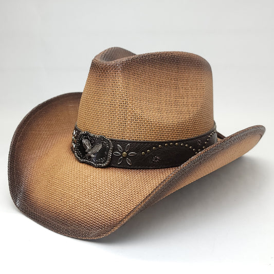 Natural Straw Cowboy Hat - ST098BR Brown - OSFA