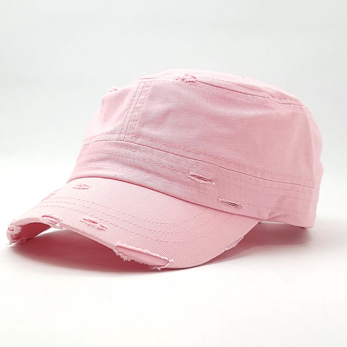 Military Cap - Vintage Strap Closure Multi-Coloured OSFA - Pink