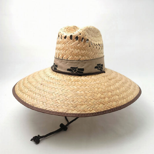Mexican Wide Brim Straw Hat Khaki Band - Eagle Natural Colour - OSFA