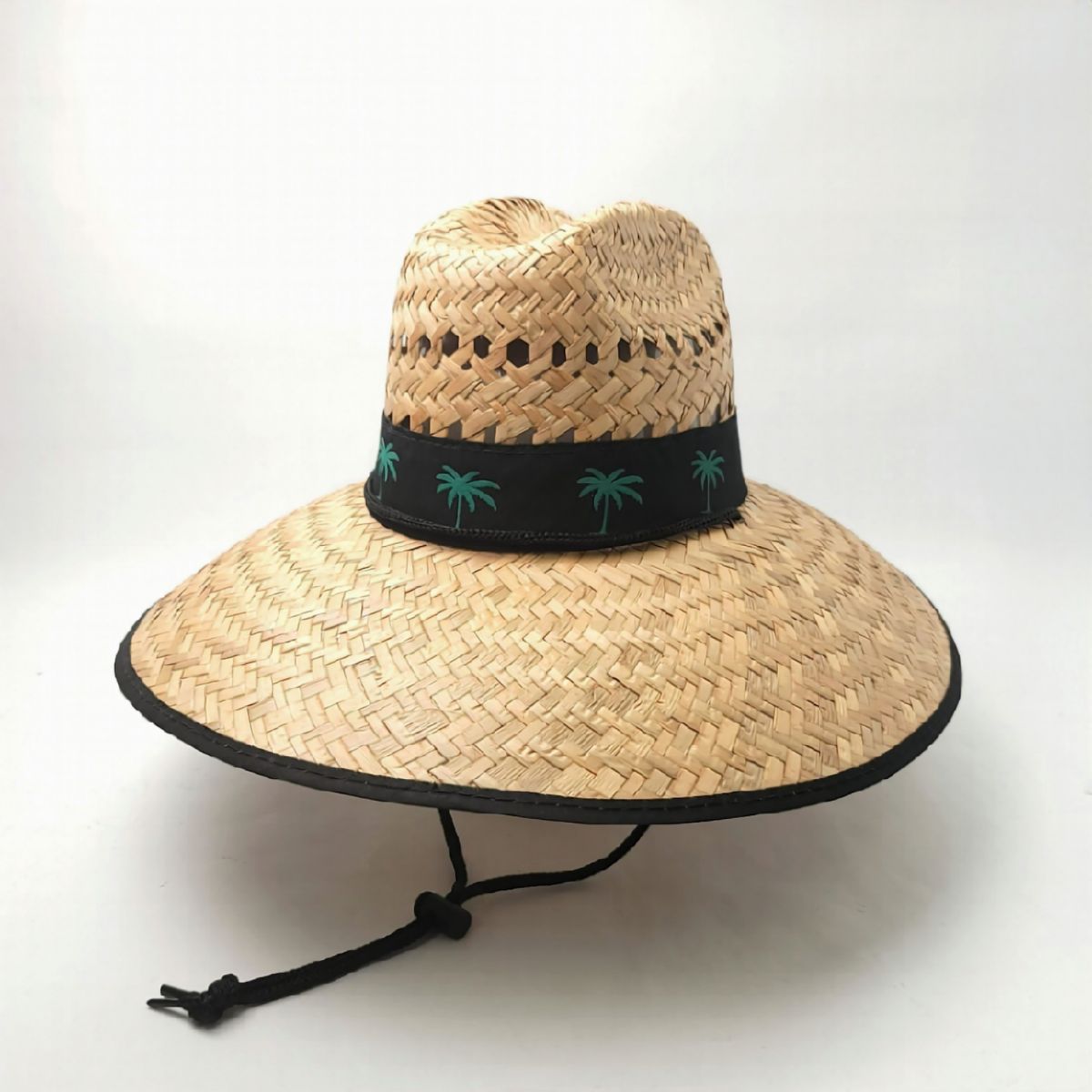 Mexican Wide Brim Straw Hat Black Band - Palm Tree Natural Colour - OSFA