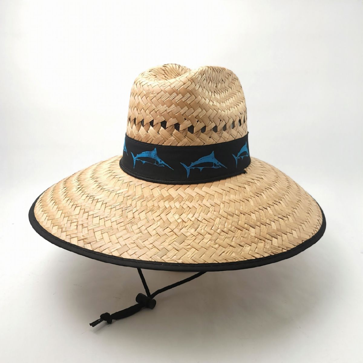 Mexican Wide Brim Straw Hat Black Band - Fish Natural Colour - OSFA