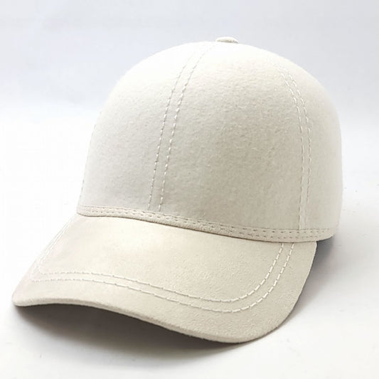 Wool Felt Cap - Velcro Closure OSFA White
