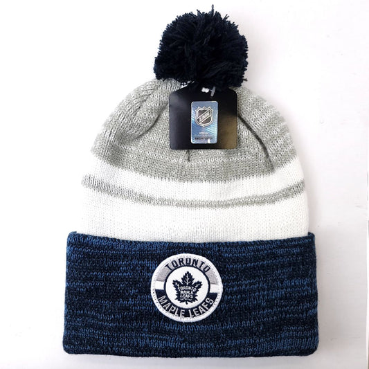Toronto Maple Leafs Pom Knit Toque - CAMBRIDGE(CB) Blue & Grey with Alt. Logo - OSFA - NHL
