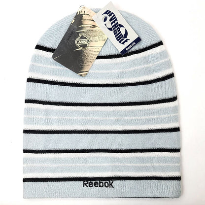 Los Angeles Kings Knit Slouchy Beanie - No Cuff Sky Blue with Stripes Reversible - OSFA - NHL Toque