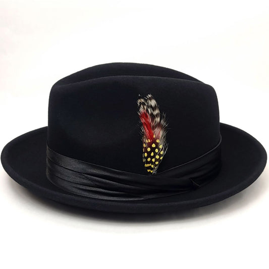Fedora - FD319BK 100% Wool with Rolled Up Brim Folds Black Small to XLarge
