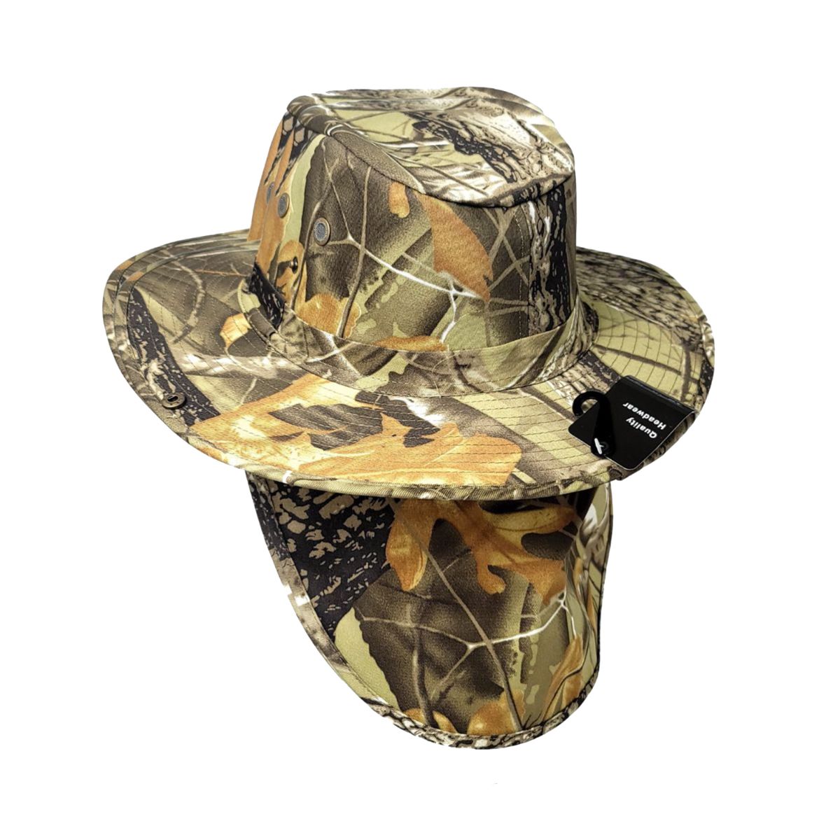 Safari Hat with Neck Cover Solid Various Colours & Sizes - Hunting Brown / Small