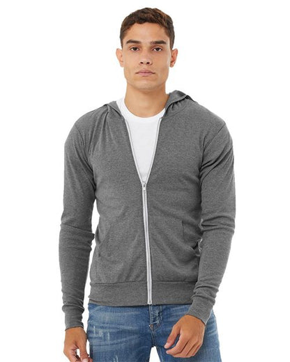 Unisex Triblend Lightweight Full-Zip Hooded Long Sleeve Tee -  - 2216