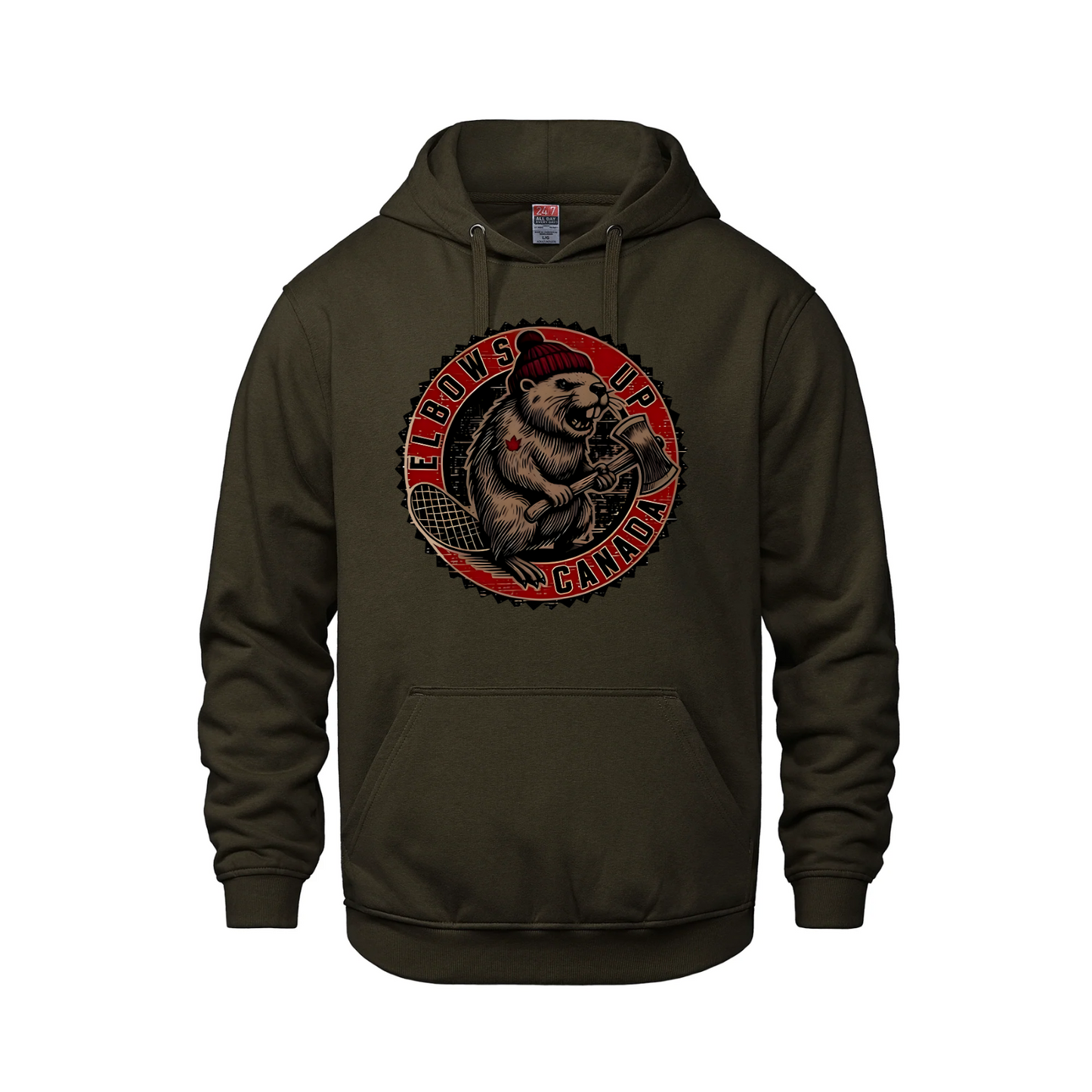 Elbows Up Canada Pullover Hoodie – Featuring the Mighty Beaver!