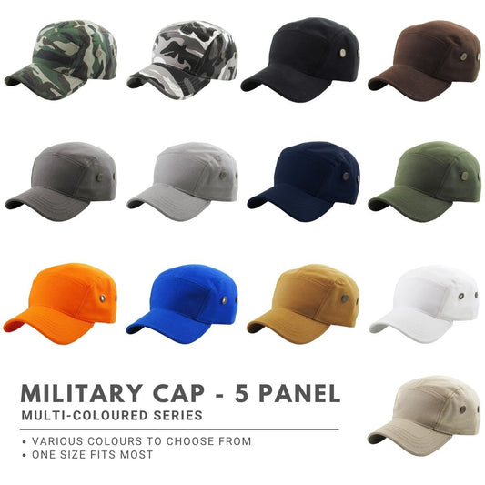 Military Cap - 5 Panel Twill Multi-Coloured One Size