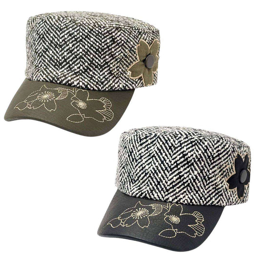 Cadet Cap -07WM19A Knitted PU Leather Visor Multi Colour