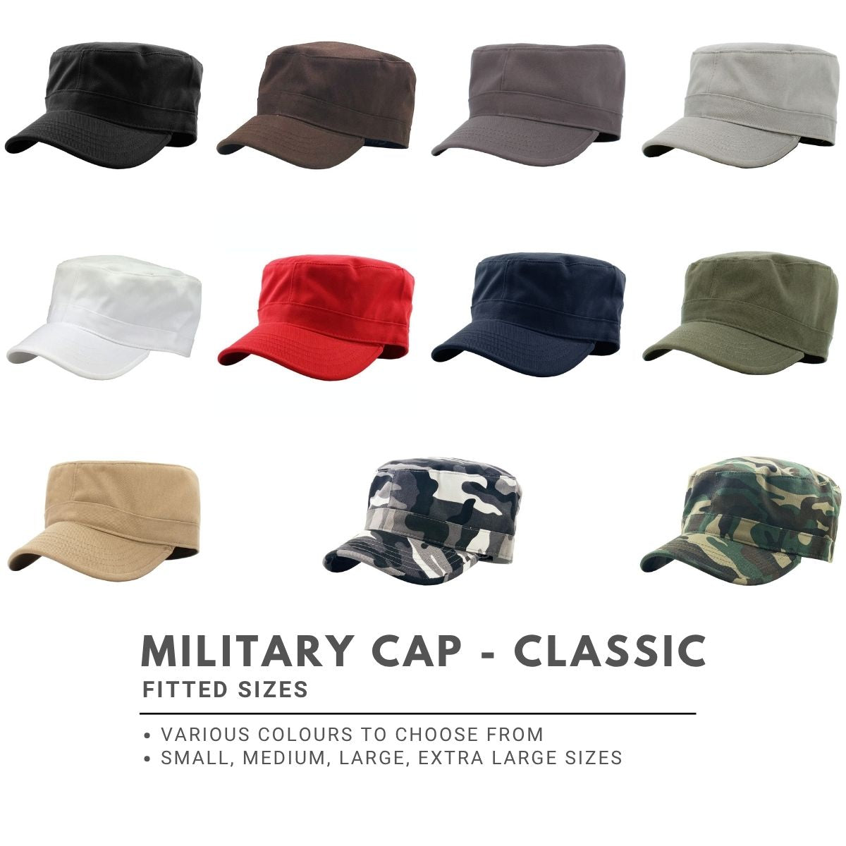 Military Cap - Classic Multi-Coloured Fitted