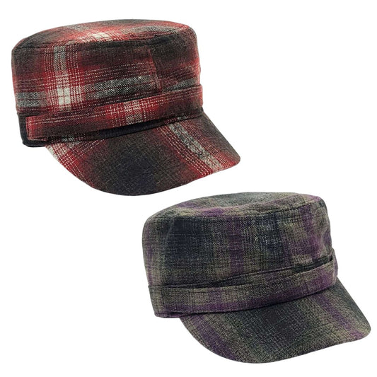 Cadet Cap -SN3929 Tartan Plaid Red & Purple
