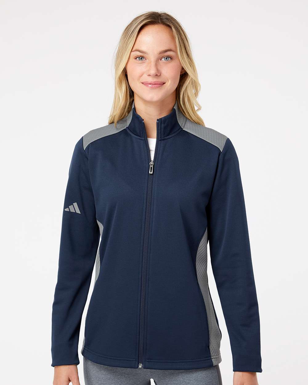 Adidas Women's Textured Mixed Media Full-Zip Jacket A529