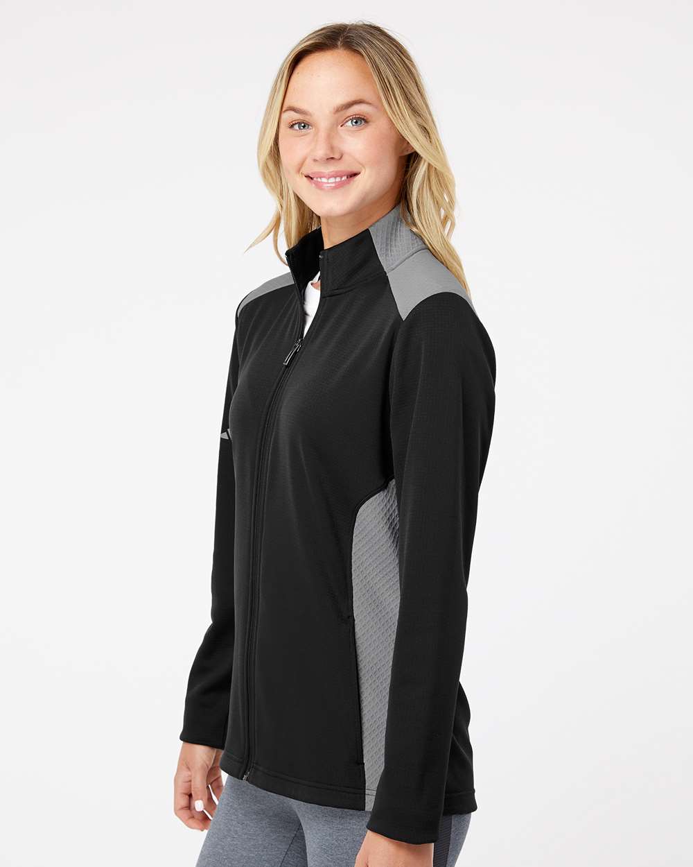 Adidas Women's Textured Mixed Media Full-Zip Jacket A529