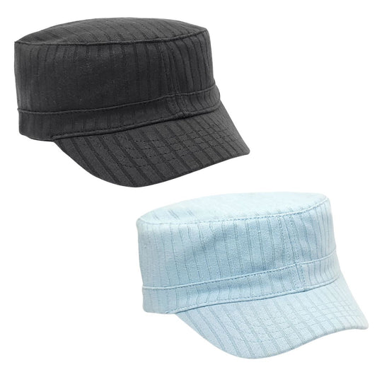 Youth - Cadet Cap -CY2660 Ribbed Knit Black & Sky Blue