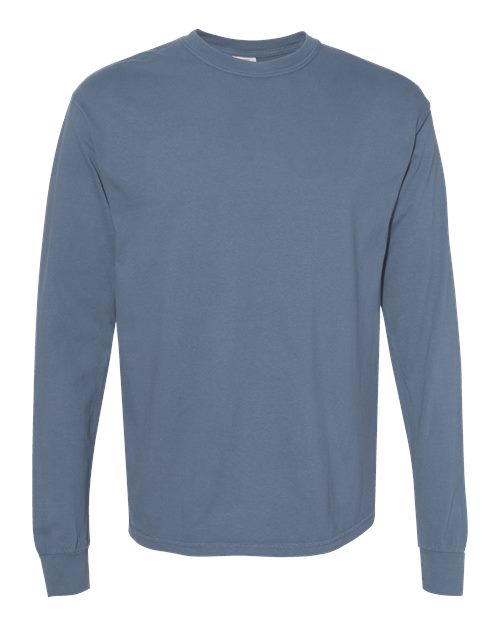 Garment-Dyed Heavyweight Long Sleeve T-Shirt - Blue Jean