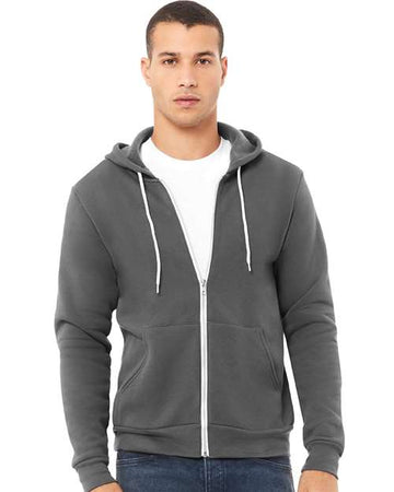 Unisex Sponge Fleece Full-Zip Hoodie Sweatshirt - Asphalt -  - 2769