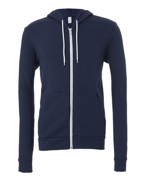 Unisex Sponge Fleece Full-Zip Hoodie Sweatshirt - Navy -  - 2769