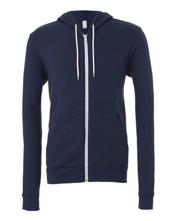 Unisex Sponge Fleece Full-Zip Hoodie Sweatshirt - Navy -  - 2769