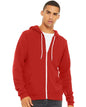 Unisex Sponge Fleece Full-Zip Hoodie Sweatshirt - Red -  - 2769