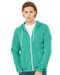 Unisex Sponge Fleece Full-Zip Hoodie Sweatshirt - Teal -  - 2769