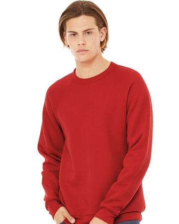 Unisex Sponge Fleece Raglan Crewneck Sweatshirt - Red -  - 2003