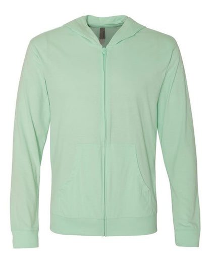 Unisex Sueded Long Sleeve Hooded Full Zip T-Shirt -  - 4164