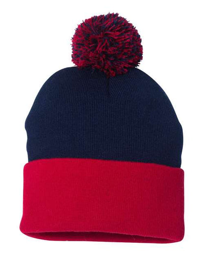 12" Pom-Pom Cuffed Beanie -  - 3015