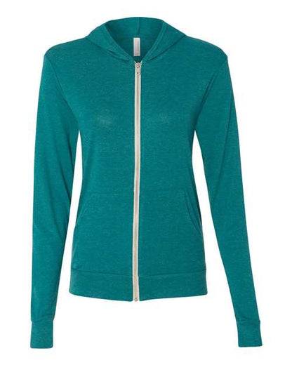 Unisex Triblend Lightweight Full-Zip Hooded Long Sleeve Tee -  - 2216