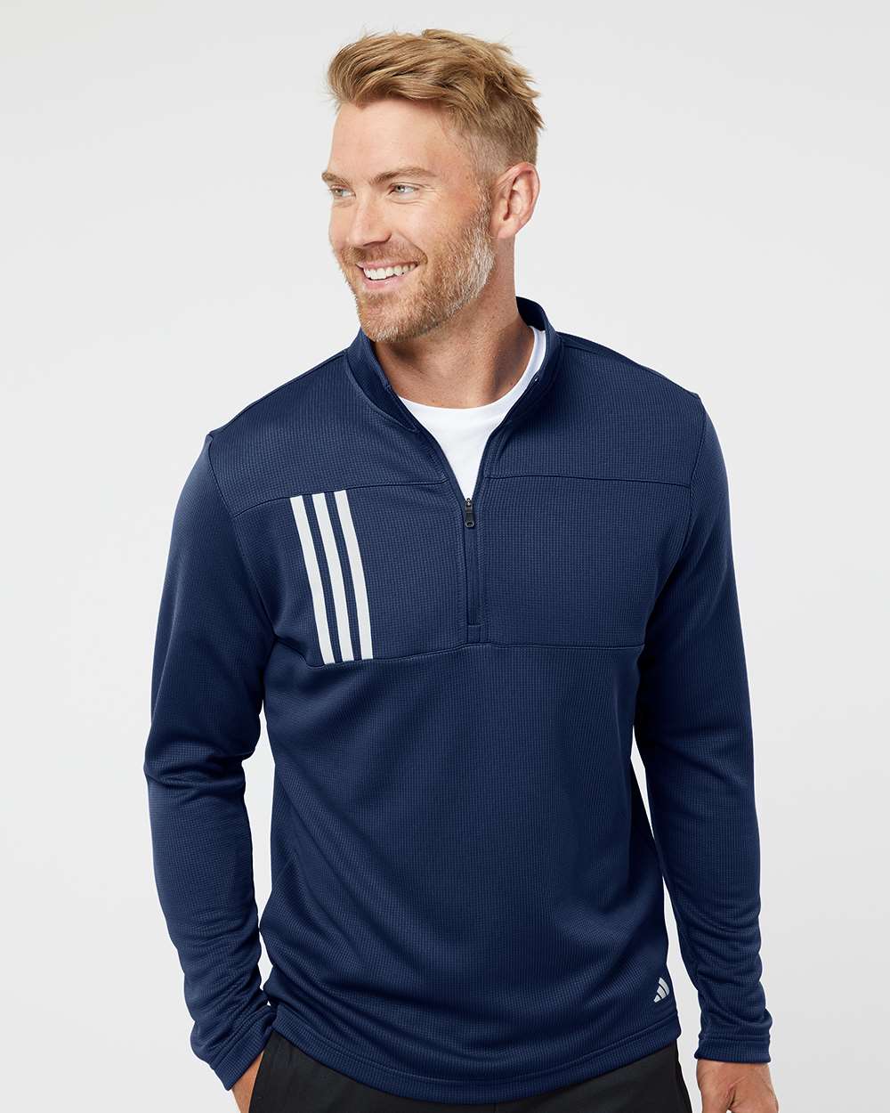 Adidas 3-Stripes Double Knit Quarter-Zip Pullover A482