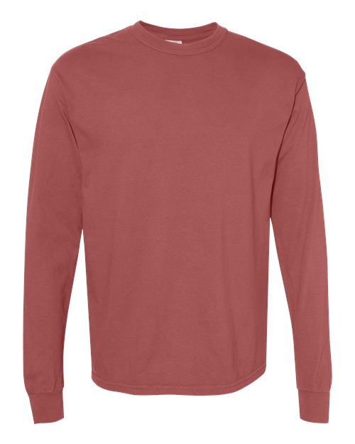 Unisex Garment-Dyed Heavyweight Long Sleeve T-Shirt - Brick -  - 2217