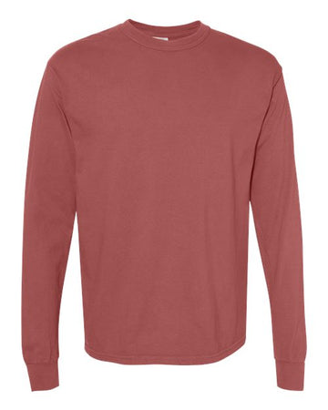 Unisex Garment-Dyed Heavyweight Long Sleeve T-Shirt - Brick -  - 2217