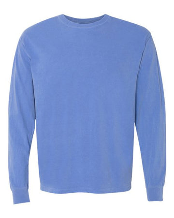 Unisex Garment-Dyed Heavyweight Long Sleeve T-Shirt - Flo Blue -  - 2217