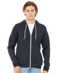 Unisex Sponge Fleece Full-Zip Hoodie Sweatshirt - Heather Navy -  - 2769