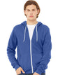 Unisex Sponge Fleece Full-Zip Hoodie Sweatshirt - Heather True Royal -  - 2769