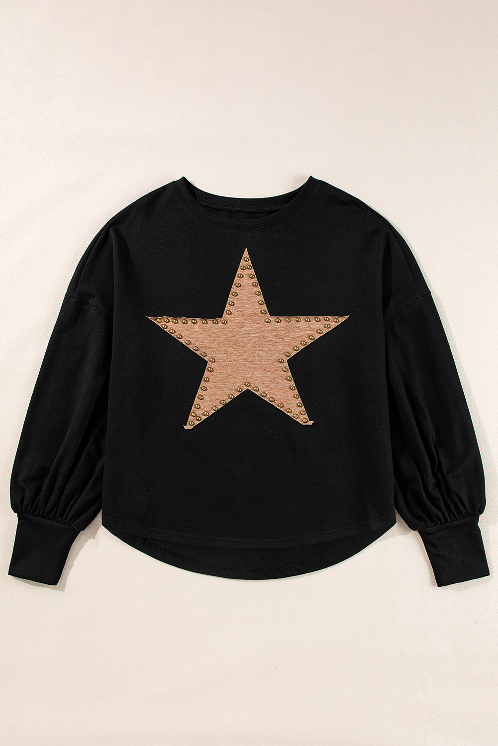 Black Studded Star Graphic Oversized Top