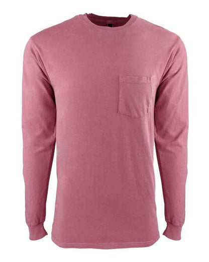 Unisex Inspired Dye Long Sleeve Pocket T-Shirt -  - 4865