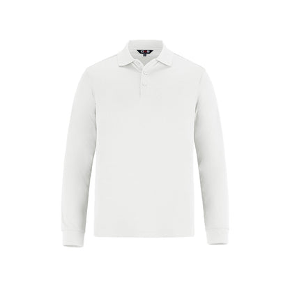 S05737 - Birdie - Men’s Long Sleeve Pique Mesh Polo - White / S - Polos
