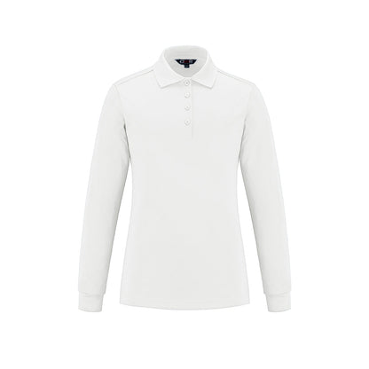 S05738 - Birdie - Ladies Long Sleeve Pique Mesh Polo - White / XS - Polos