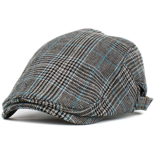 IVY Hat -K232 Plaid Pattern Multi-Coloured Adjustable - Black & Blue / OSFA - Ivy