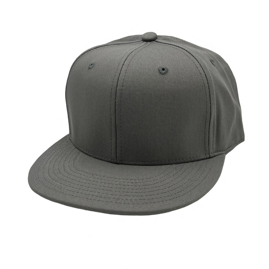 GNV-019 - 6 Panels Round Flat Bill Snapback - Grey / One Size - CAPS