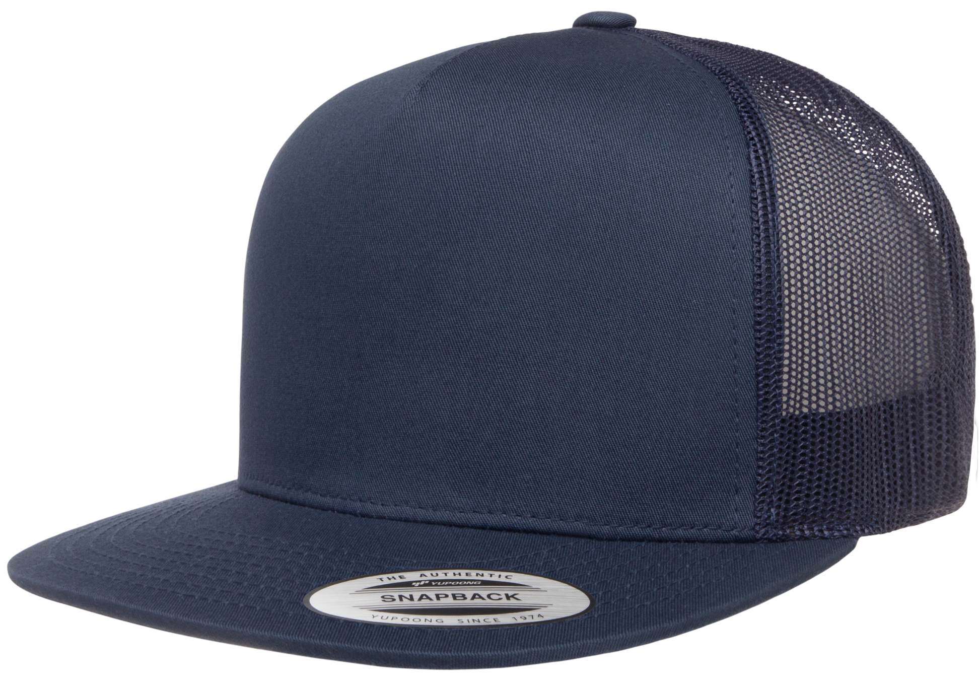 F06006 - YP Classics 5 Panel Flat Peak Snap Back Trucker Cap - Navy - Headwear