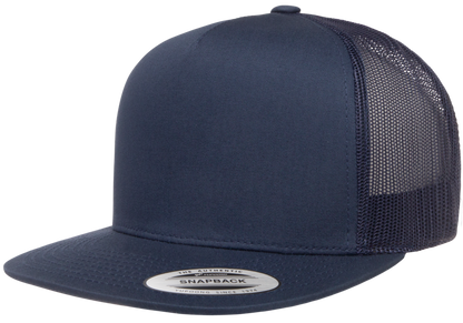 F06006 - YP Classics 5 Panel Flat Peak Snap Back Trucker Cap - Navy - Headwear