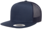 F06006 - YP Classics 5 Panel Flat Peak Snap Back Trucker Cap - Navy - Headwear