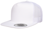 F06006 - YP Classics 5 Panel Flat Peak Snap Back Trucker Cap - White - Headwear